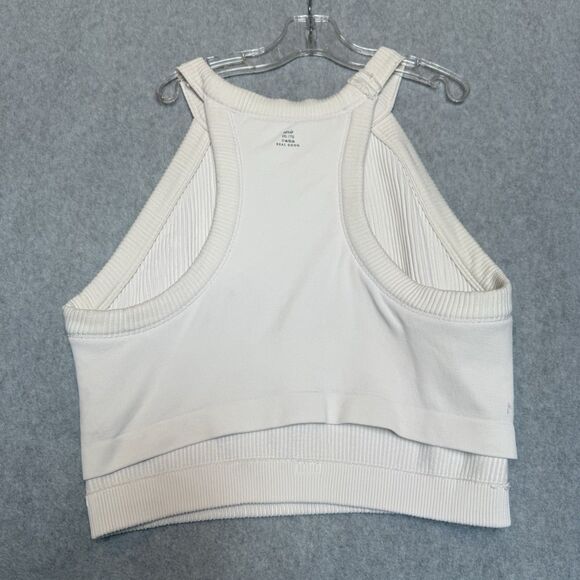 Aerie Women's White Ribbed Crop Top Tank Size XXL High Neck Lounge Bralette - Picture 10 of 15